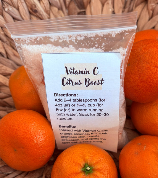 🍊 Vitamin C Citrus Boost bath salts – “Brighten Your Skin, Mood & Mind”