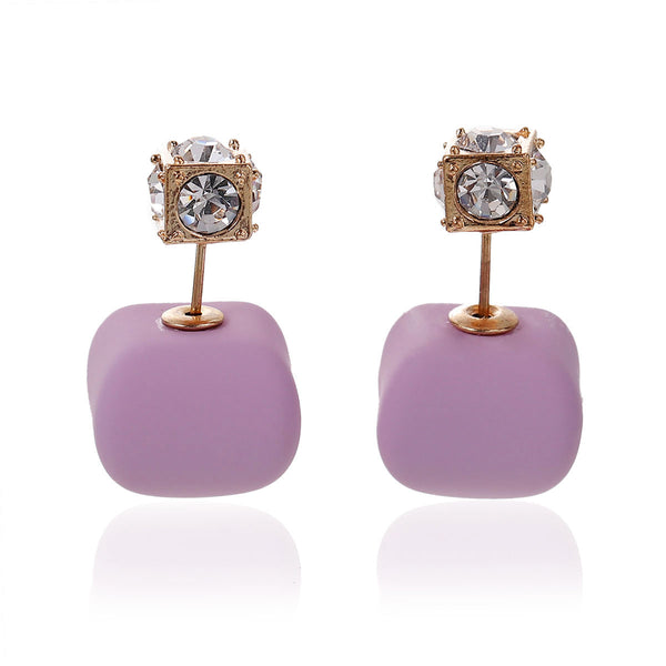 Lavender Royal gold double-sided earrings