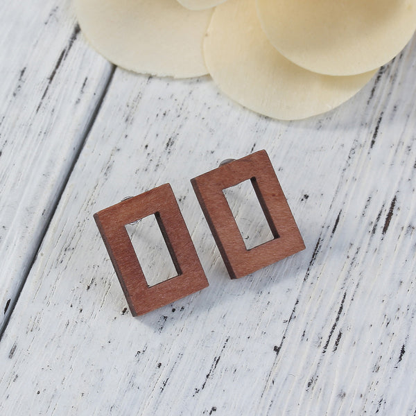 Wooden rectangle earrings