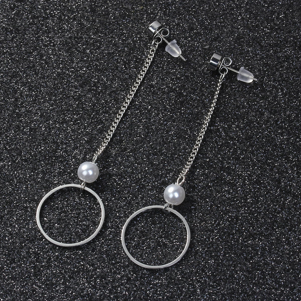 Dangle earrings with circle/hexagon