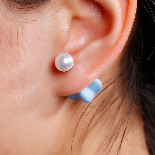 Blue Icing Star pearl double-sided earrings