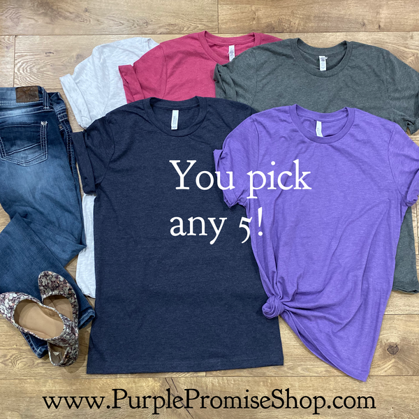 Group Buy -  any 5 round neck shirts including *Custom* (& free shipping!) only $25.99 EACH!!