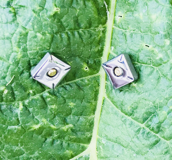 SQUARE Earrings two-tone silver and gold