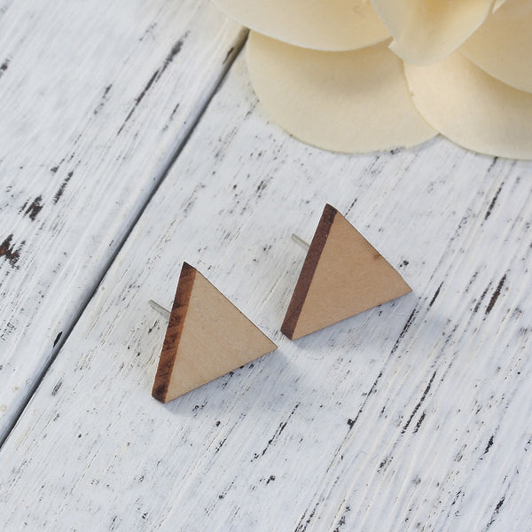 Triangle earrings wood/Black/silver/gold