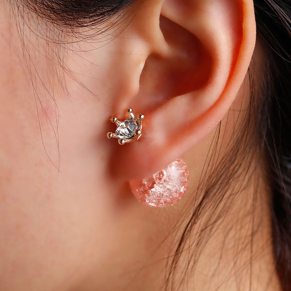 Coral Princess gold double-sided earrings