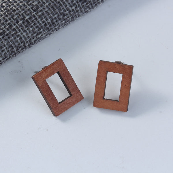 Wooden rectangle earrings