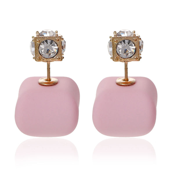 Pink Royal gold double-sided earrings