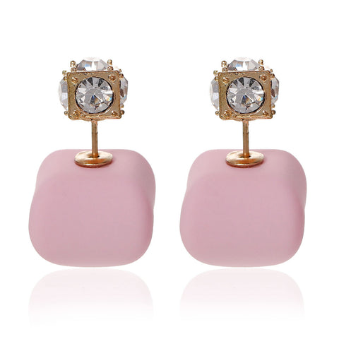 Pink Royal gold double-sided earrings