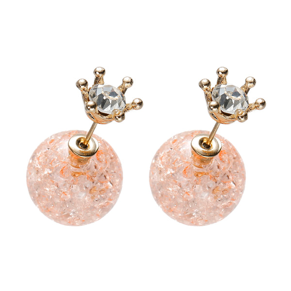 Coral Princess gold double-sided earrings