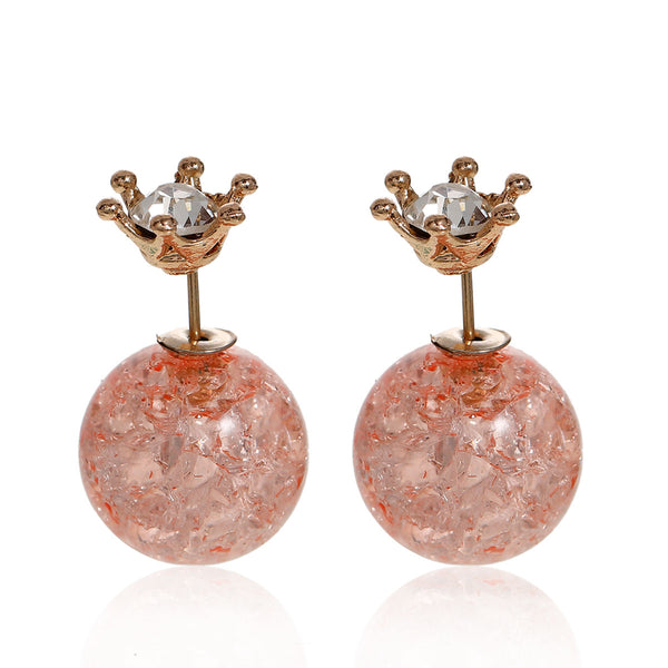 Coral Princess gold double-sided earrings