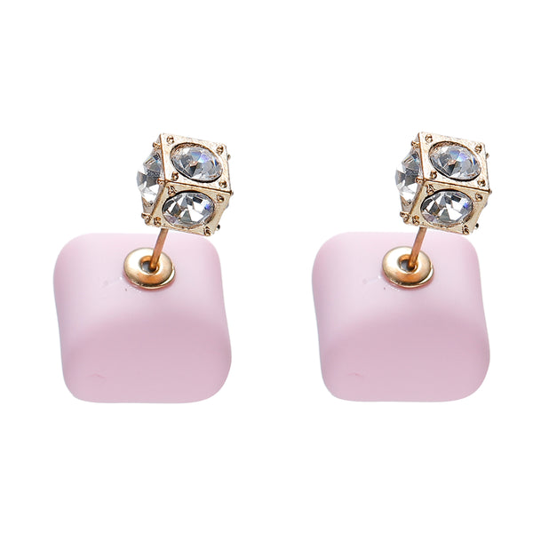 Pink Royal gold double-sided earrings