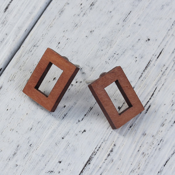 Wooden rectangle earrings