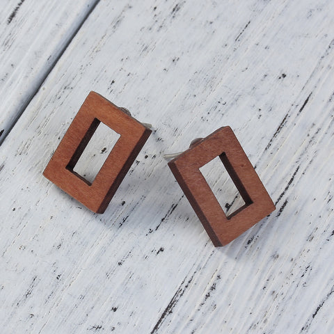 Wooden rectangle earrings