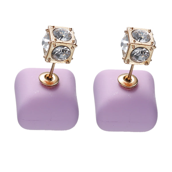 Lavender Royal gold double-sided earrings