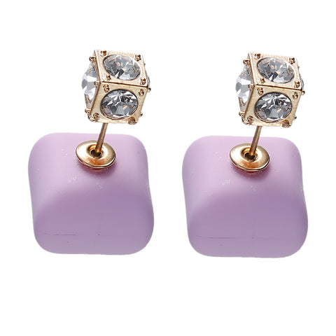 Lavender Royal gold double-sided earrings