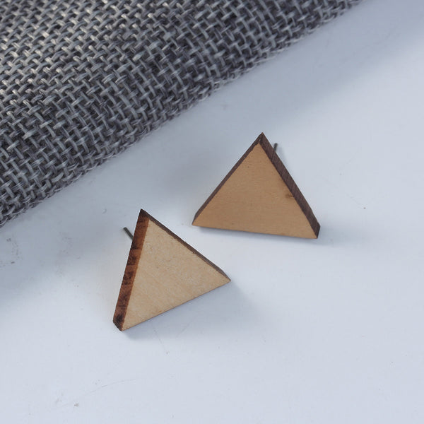 Triangle earrings wood/Black/silver/gold