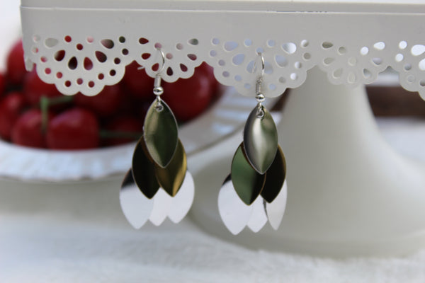 Dangle layer Earrings two-tone silver and gold