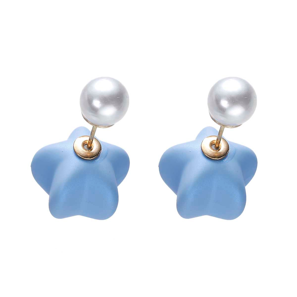 Blue Icing Star pearl double-sided earrings