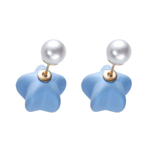 Blue Icing Star pearl double-sided earrings