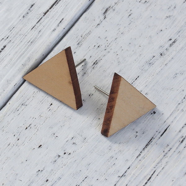 Triangle earrings wood/Black/silver/gold