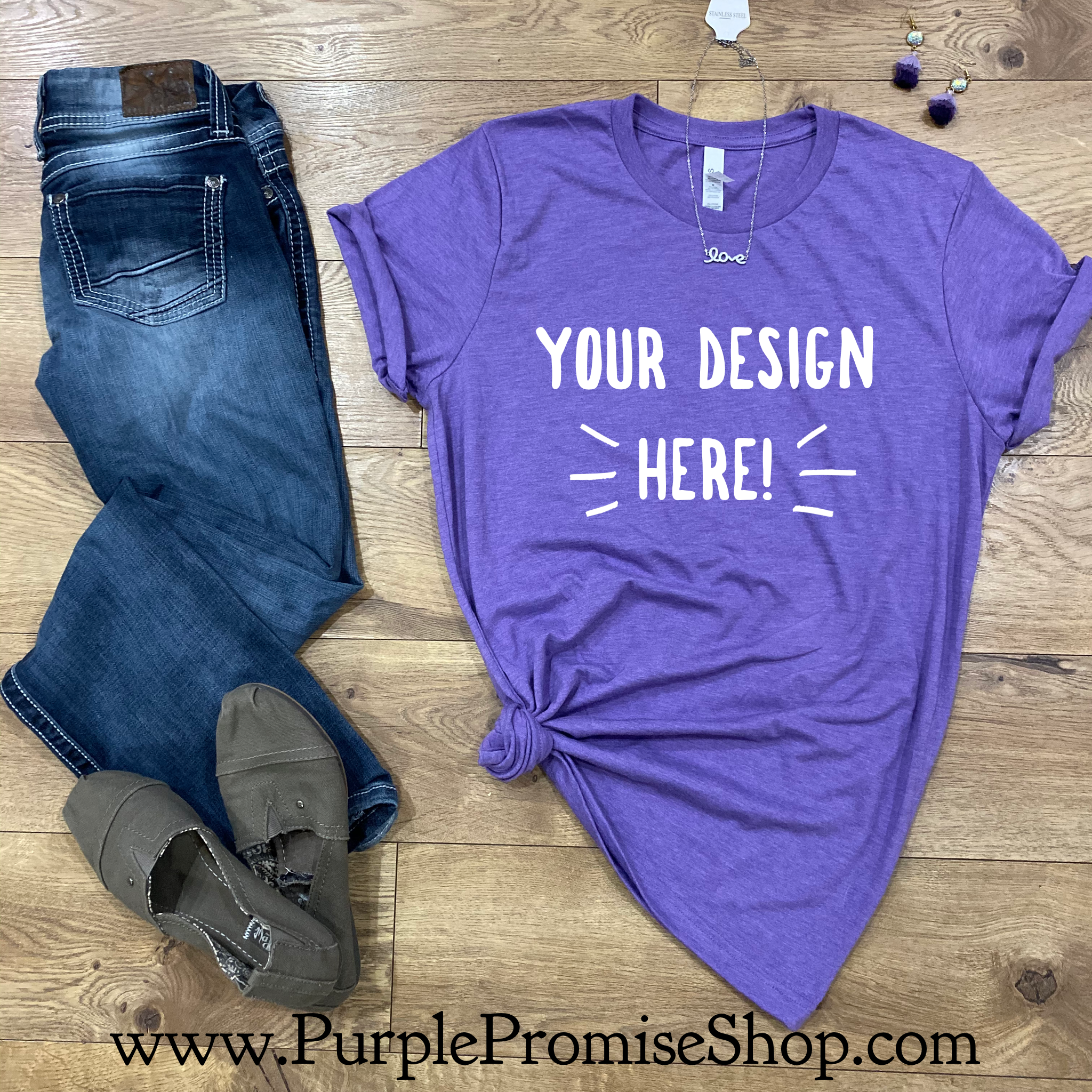 Choose your own phrase - we offer free design services on *Custom* shirts - email Support@PurplePromiseShop.com