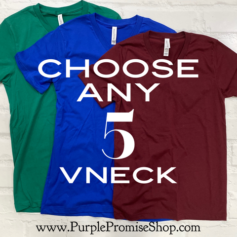 5 shirt bundle (including Custom) - Vneck