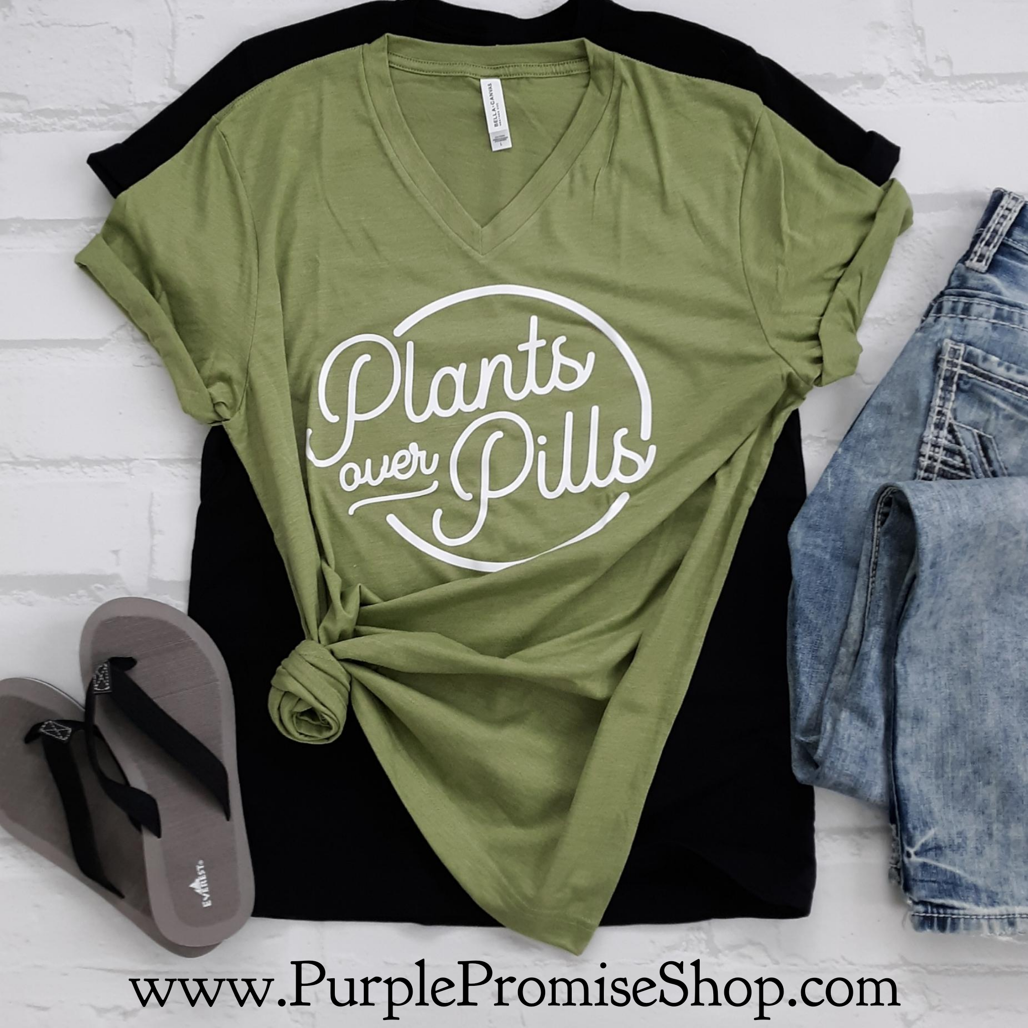 Plants over pills -Vneck