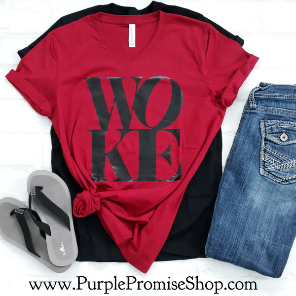 WOKE (stacked) -Vneck